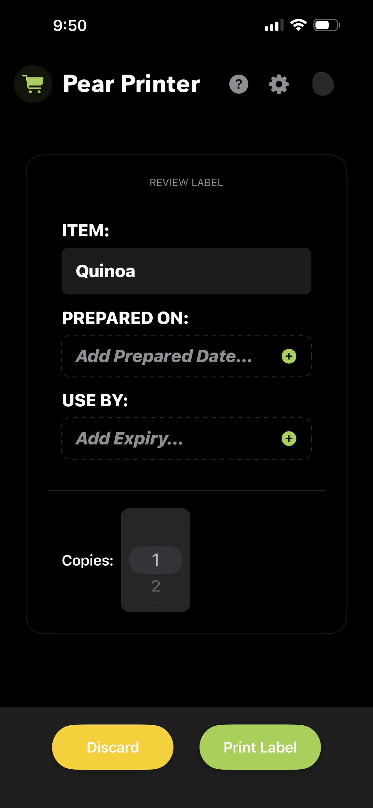 Pear Printer Listening Interface